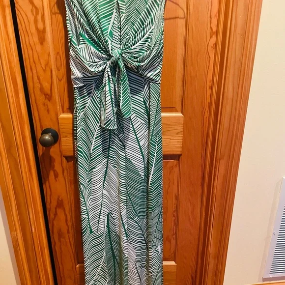 Chico's | Dresses | Chicos Maxi Green White Dress | Poshmark